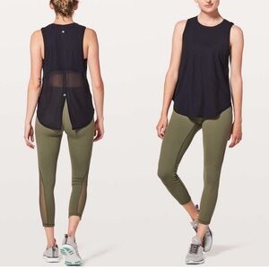 Lululemon Ace Tank Black Split Back Mesh Activewear Top Est Size 8